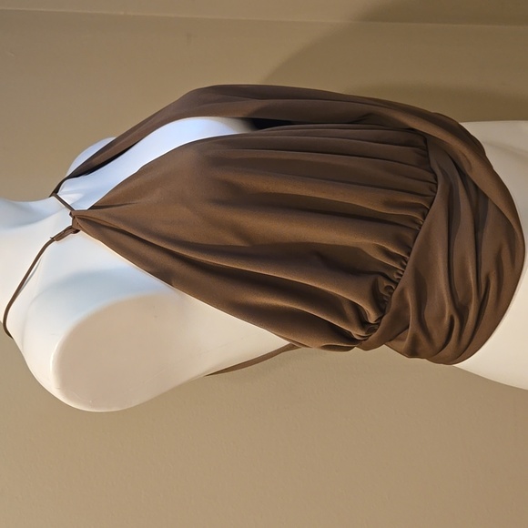 ZARA Brown Draped Asymmetrical Top SMALL - Picture 5 of 8